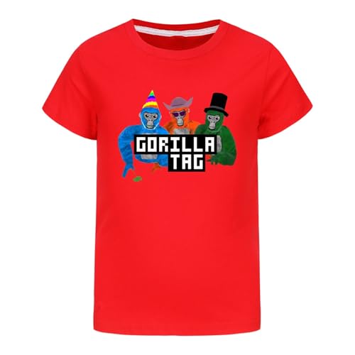 Bbntop Spiel Gorilla Tag Jungen T-Shirt Cartoon gedruckt Muster Baumwolle Kurze Ärmel Jungen und Mädchen Casual Fashion T-Shirt Kinder Tops-Black||100 von Bbntop