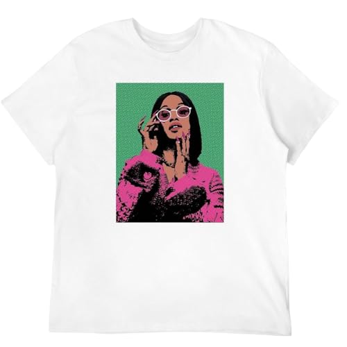 Cardi B Muster T Shirt Männer Frauen Mode Kurze Ärmel Sommer lässig überdimensioniert Baumwolle T Shirt Harajuku Streetwear Tops Fan Geschenk-Black||XS von Bbntop