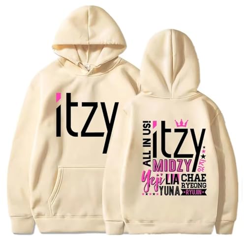 Kpop Männer Frauen Kapuzen-Sweatshirt ITZY gedruckt Sweatshirt Herbst und Winter lässig Lange Ärmel mit Kapuze Mode Top-Black||XS von Bbntop