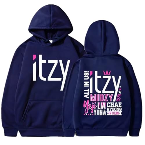 Kpop Männer Frauen Kapuzen-Sweatshirt ITZY gedruckt Sweatshirt Herbst und Winter lässig Lange Ärmel mit Kapuze Mode Top-Black||XS von Bbntop