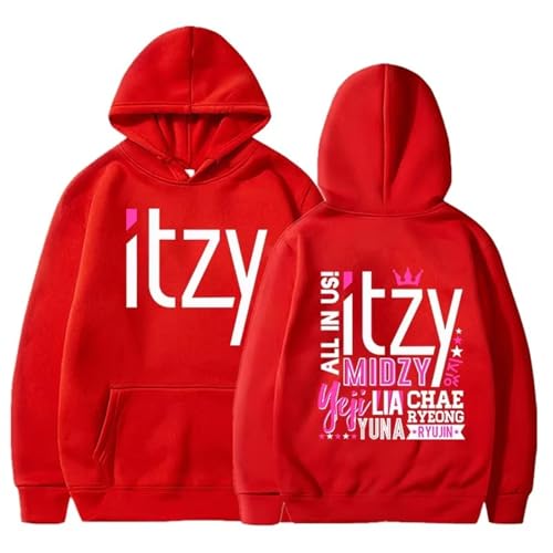 Kpop Männer Frauen Kapuzen-Sweatshirt ITZY gedruckt Sweatshirt Herbst und Winter lässig Lange Ärmel mit Kapuze Mode Top-Black||XS von Bbntop