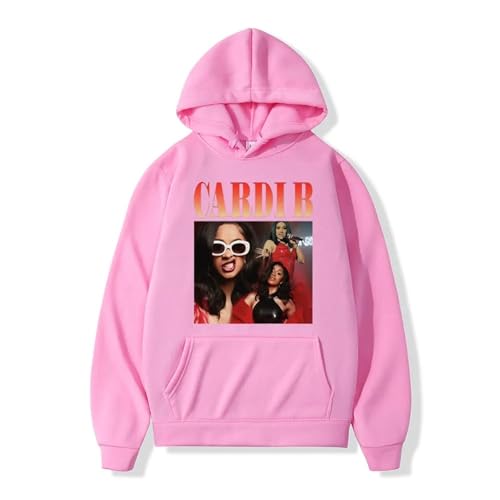 Rapper Cardi B Bedruckter Kapuzenpulli Herren Damen Street Trend Mode Kapuzenpulli Herbst und Winter Retro Casual Oversized Pullover-Black||XS von Bbntop