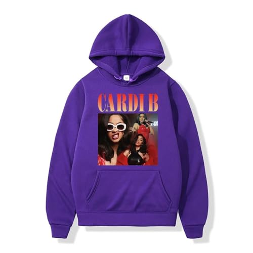 Rapper Cardi B Bedruckter Kapuzenpulli Herren Damen Street Trend Mode Kapuzenpulli Herbst und Winter Retro Casual Oversized Pullover-Black||XS von Bbntop