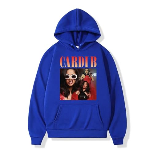 Rapper Cardi B Bedruckter Kapuzenpulli Herren Damen Street Trend Mode Kapuzenpulli Herbst und Winter Retro Casual Oversized Pullover-Black||XS von Bbntop