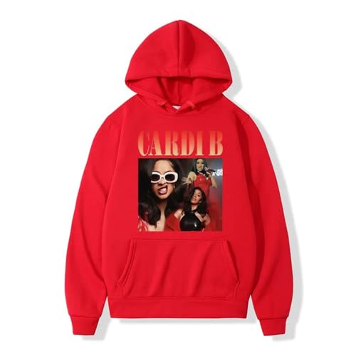 Rapper Cardi B Bedruckter Kapuzenpulli Herren Damen Street Trend Mode Kapuzenpulli Herbst und Winter Retro Casual Oversized Pullover-Black||XS von Bbntop