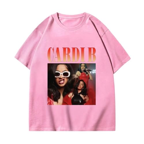 Rapper Cardi B Muster T Shirt Männer Frauen Mode Kurze Ärmel T Shirt Sommer lässig überdimensioniert Baumwolle T Shirt-Black||XS von Bbntop