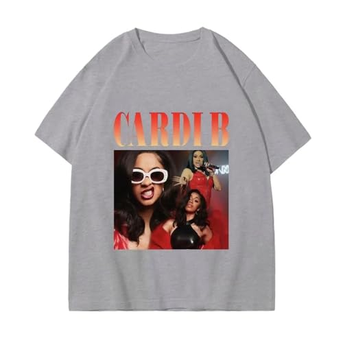 Rapper Cardi B Muster T Shirt Männer Frauen Mode Kurze Ärmel T Shirt Sommer lässig überdimensioniert Baumwolle T Shirt-Black||XS von Bbntop