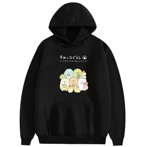 Spiel Sumikko Gurashi Hoodie Casual Fashion Niedlich Sweatshirt Herbst Winter Langarm Kleidung Neutral Streetwear-Black1||XS von Bbntop