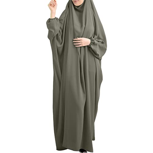 Eid Muslimisches Damen-Hijab-Kleid, Gebetskleidung, Jilbab Abaya, lang, Khimar, voller Bezug, Ramadan-Kleidung, Abayas, islamische Kleidung, Niqab, Armeegrün, Einheitsgröße von Bciopll