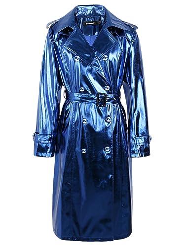 Frühling Herbst Lange Glänzende Reflektierende Patent Leder Trenchcoat Für Frauen Schärpen Zweireiher Jacke Blue S Frühling Herbst Lange Glänzende Reflektierende Patent Leder Trenchcoat Für Frauen Schärpen Zweireiher Jacke Blue S von Bciopll