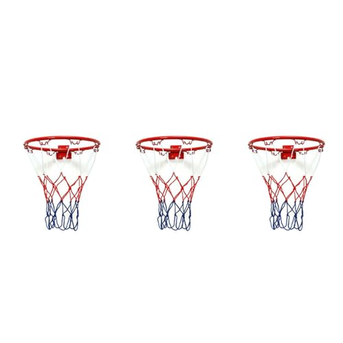 Bcowtte Basketballkorb, 32 cm, Wandmontage, Metallfelge, Hängekorb, Kugel, Wandrand mit Schrauben, für drinnen und draußen, 3 Stück von Bcowtte