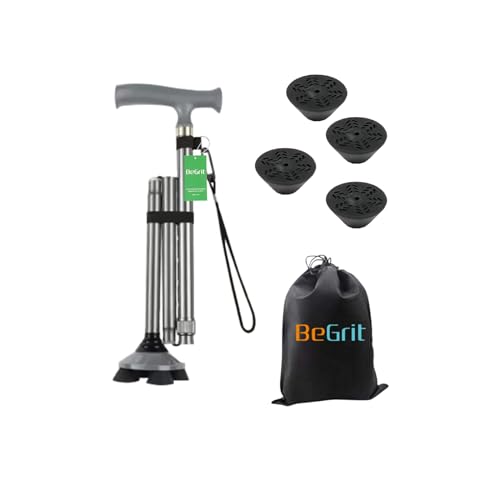 BeGrit Gehstock Faltbar für Senioren Aluminium Höhenverstellbar Spazierstock Alle Gelände Vierfachfuß Mobilitätshilfe Tragbarer Gehstöcke für Herren Damen Geschenk Vatertag Halloween BeGrit Gehstock Faltbar für Senioren Aluminium Höhenverstellbar Spazierstock Alle Gelände Vierfachfuß Mobilitätshilfe Tragbarer Gehstöcke für Herren Damen Geschenk Vatertag Halloween von BeGrit