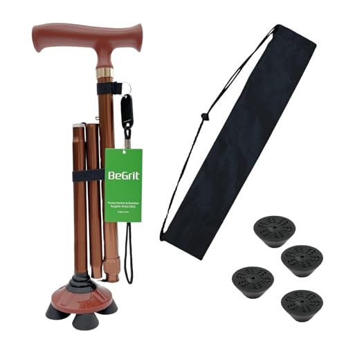 BeGrit Gehstock Faltbar für Senioren Aluminium Höhenverstellbar Spazierstock Alle Gelände Vierfachfuß Mobilitätshilfe Tragbarer Gehstöcke für Herren Damen Geschenk Vatertag Halloween BeGrit Gehstock Faltbar für Senioren Aluminium Höhenverstellbar Spazierstock Alle Gelände Vierfachfuß Mobilitätshilfe Tragbarer Gehstöcke für Herren Damen Geschenk Vatertag Halloween von BeGrit