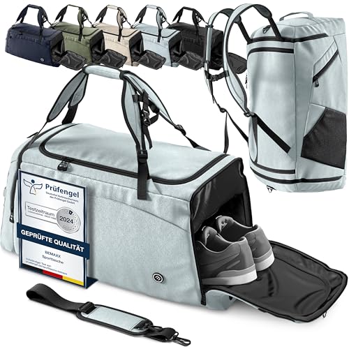 Sporttasche Trainingstasche + Rucksack-Funktion, Schuhfach, Nassfach | 40/60L Reisetasche Schwimmtasche Fitnesstasche Sport Gym Fitness Umhängetasche Handgepäck Weekender Bag Reise Tasche Herren Damen Sporttasche Trainingstasche + Rucksack-Funktion, Schuhfach, Nassfach | 40/60L Reisetasche Schwimmtasche Fitnesstasche Sport Gym Fitness Umhängetasche Handgepäck Weekender Bag Reise Tasche Herren Damen von BeMaxx