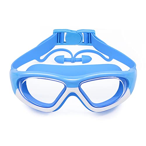 BeNtLi Kinder-Schwimmbrille, Antibeschlag, Großer Rahmen, Taucherbrille Mit Ohrstöpseln (6–15 Jahre), Auslaufsichere Silikon-Schwimmbrille Mit UV-Schutz (1) von BeNtLi