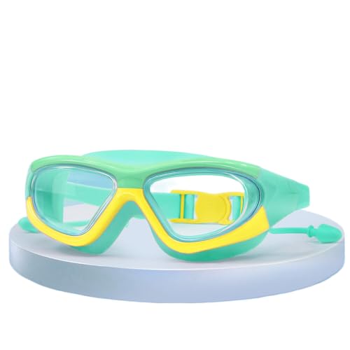BeNtLi Kinder-Schwimmbrille, Antibeschlag, Großer Rahmen, Taucherbrille Mit Ohrstöpseln (6–15 Jahre), Auslaufsichere Silikon-Schwimmbrille Mit UV-Schutz (3) von BeNtLi