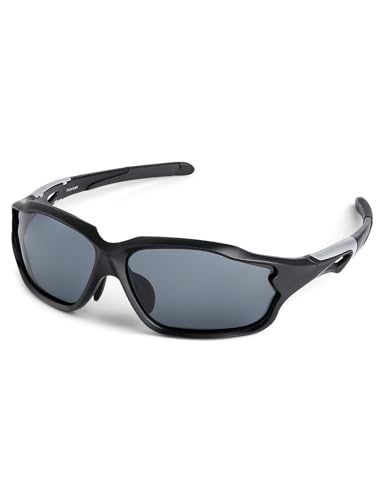 Polarisierte Sonnenbrille Radbrille für Herren und Damen UV400 Schutz Fahrradbrille Sportbrille für Radfahren Angeln Golf und Beachvolleyball (MatteBlack) von BEACOOL