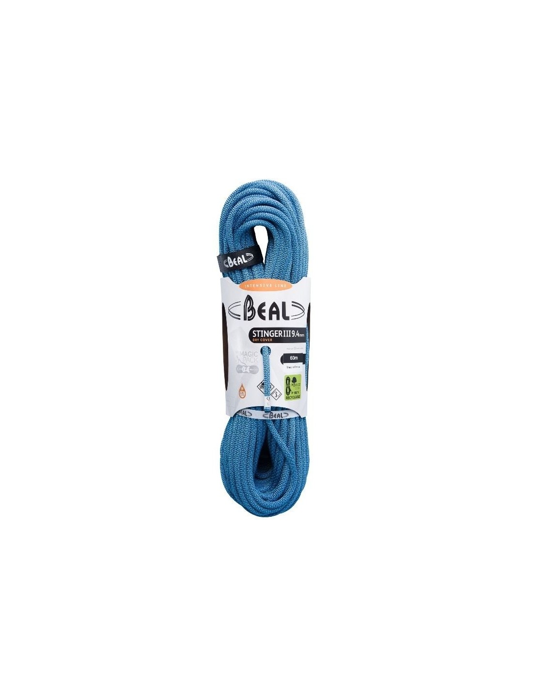 Beal Kletterseil Stinger III 9,4 mm - Unicore - Dry Cover - 50 Meter- Blue Seildurchmesser - 9.1 - 9.5 mm, Seilvariante - Einfachseil, Seilgewicht - 56 - 60 g / m, Seilfarbe - Blau, Seillänge - 50 m, von Beal
