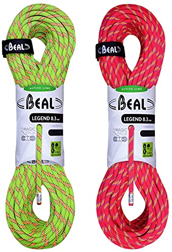 Beal Legend 8.3mm 2X 60m Grün-Pink - Leichtes griffiges Halbseil, 2 x 60m, Größe 2 x 60m - Farbe Green - Pink von Beal