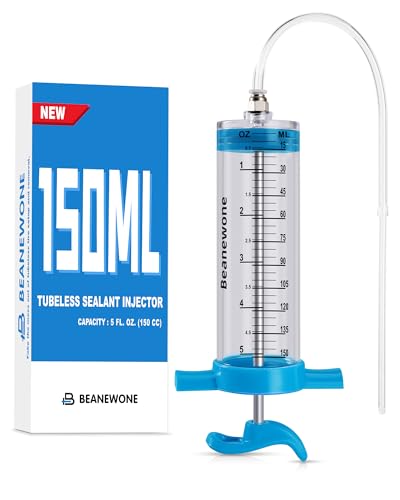 Beanewone Tubeless Spritze Fahrrad, 150 ml Dichtmilch Tubeless Spritze aus Polycarbonat mit Messing Push-to-Connector Beanewone Tubeless Spritze Fahrrad, 150 ml Dichtmilch Tubeless Spritze aus Polycarbonat mit Messing Push-to-Connector von Beanewone