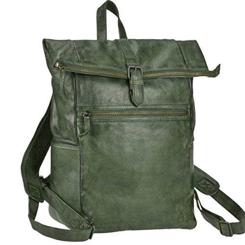 Bear Design Rucksack Leder Damen Herren Rolltop Daypack Kurierrucksack Tagesrucksack Trekkingrucksack Fahrradrucksack mit Notebookfach grün Bear Design Rucksack Leder Damen Herren Rolltop Daypack Kurierrucksack Tagesrucksack Trekkingrucksack Fahrradrucksack mit Notebookfach grün von Bear Design