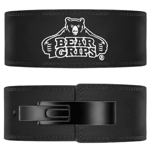 Bear Grips Gewichthebergürtel aus Wildleder, 10 mm, perfekt für Fitnessstudio, Kniebeugen, Gewichte, für Männer und Frauen, Fitness-Zubehör, Powerlifting-Gürtel, Kreuzheben, Bodybuilding (schwarz) von Bear Grips