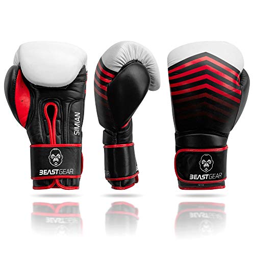 Beast Gear Boxhandschuhe Simian - Echtes Rindsleder Trainingshandschuhe - Für Boxsack, Pratzen, Sparring - 10oz Beast Gear Boxhandschuhe Simian - Echtes Rindsleder Trainingshandschuhe - Für Boxsack, Pratzen, Sparring - 10oz von Beast Gear