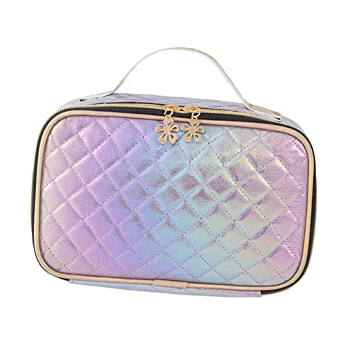 Beatifufu 1stk Rhombus Kosmetiktasche Make-up-reisekoffer Reisekosmetiktaschen Für Damen Kulturbeutel Für Frauen Damen Kulturbeutel Große Reise-Kosmetiktasche Waschbeutel Violett Pu von Beatifufu