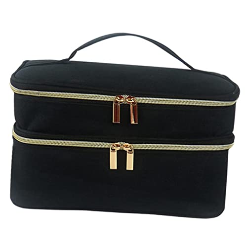 Beaupretty Damen Aufbewahrungstasche Geldbeutel Deckel Taschen Kosmetiktasche Portable Storage Boxes Aufbewahrungsbeutel für Nagelkunst Kosmetiktasche mit großem Fassungsvermögen Nylon Black von Beaupretty