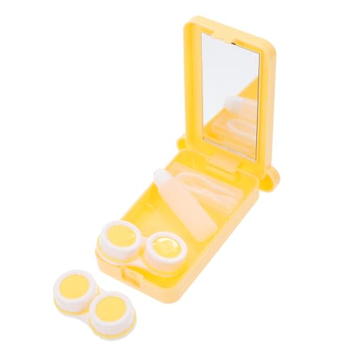 Beavorty 1 Satz Kontaktlinsenbehälter Kontaktlinsenhalter Kontaktlinsen- Kontaktlinsen-Organizer Augenlinsen Organizer Kosmetiklinsen Container Objektivbehälter Fall Glas Yellow von Beavorty