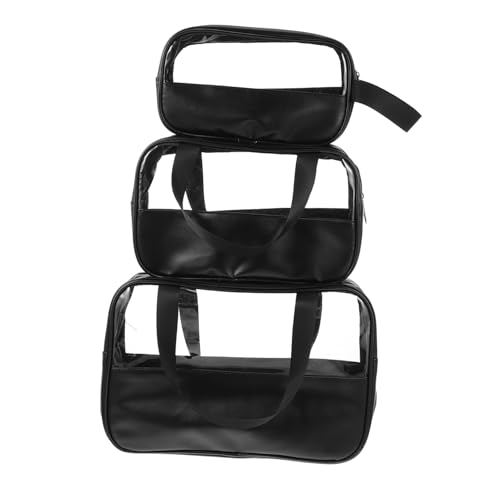 Beavorty 3st Transparente Kosmetiktasche Bausatz Kleine Reise-Kosmetiktasche Kosmetische Reisetasche Badezimmer-Reisetasche Reise-kulturbeutel Zum Aufhängen Reise-toilettenartikel Black PVC von Beavorty