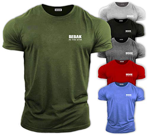 Bebak Herren Gym T-Shirt – Bodybuilding T-Shirts – Gym Kleidung – Workout Tops – Training Top – Arnold Schwarzenegger inspiriertes Design T-Shirt (M Green) von BEBAK