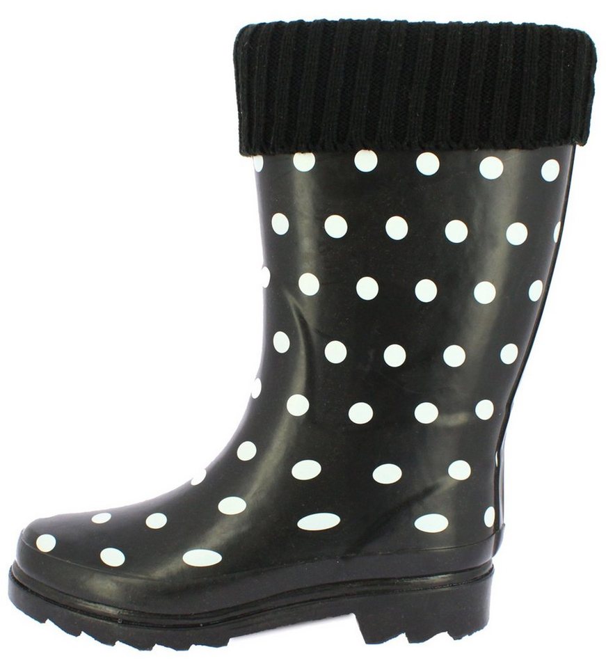 Beck Damen Gummistiefel Dots mit Warmfutter, Gummistiefel (für warme Füße bei Nässe und Kälte) wasserdicht, mit modischem Strickkragen von Beck