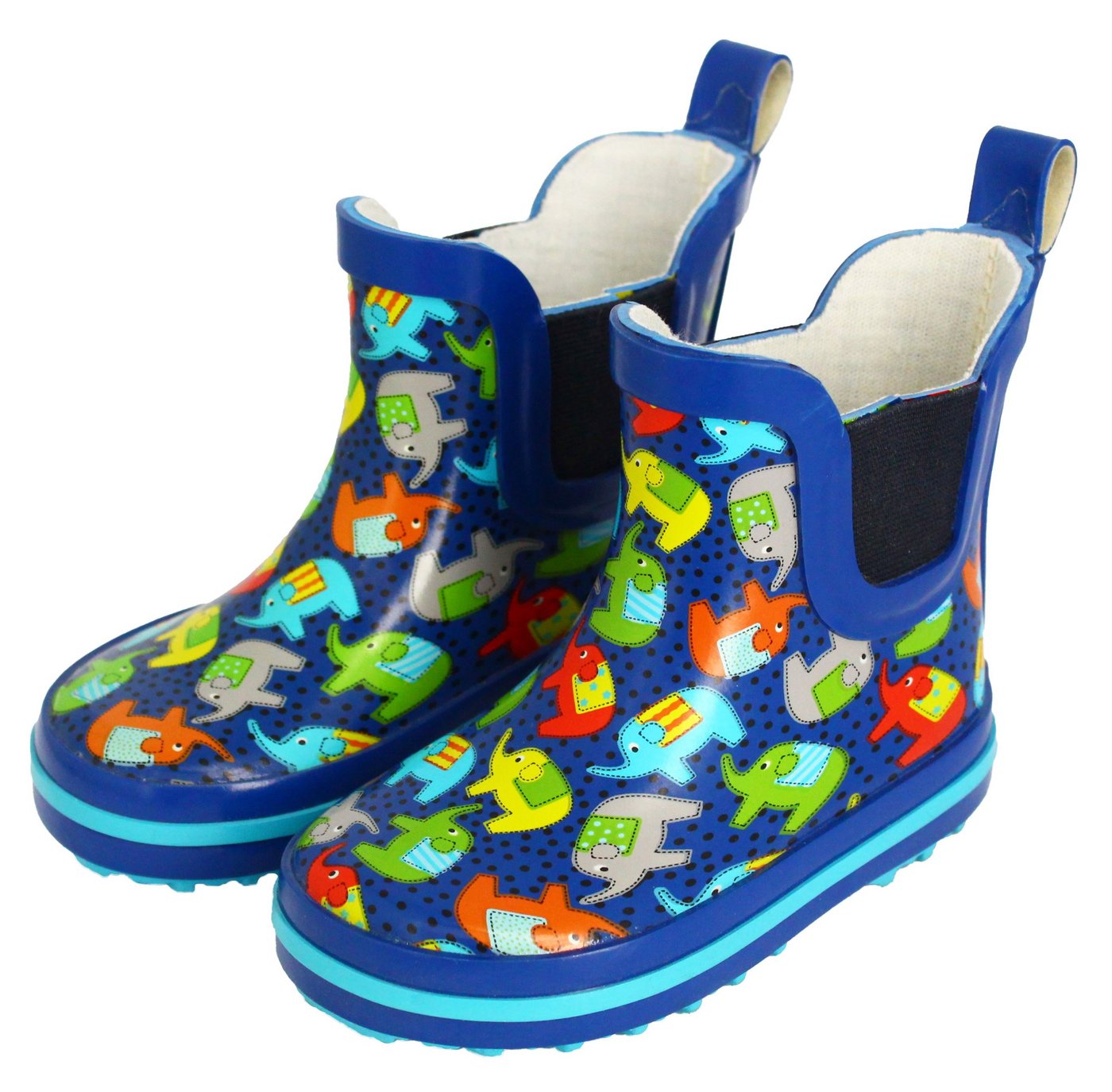 Beck Kleinkinder Gummistiefel Elephants Gummistiefel (wasserdichte Kurzstiefel aus Naturkautschuk, für Mädchen und Jungs) herausnehmbare Innensohle, seitliche Gummi-Einsätze von Beck