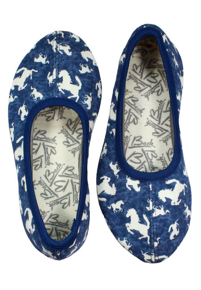 Beck Schläppchen Horses Gymnastikschuh (in Jeans-Optik, für Sport, Kita, Schule und Zuhause) mit rutschfester Gummi-Laufsohle Beck Schläppchen Horses Gymnastikschuh (in Jeans-Optik, für Sport, Kita, Schule und Zuhause) mit rutschfester Gummi-Laufsohle von Beck
