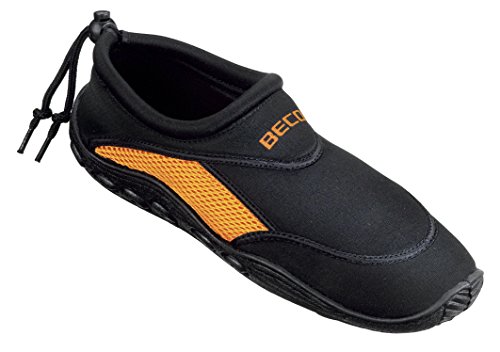 BECO Badeschuhe / Surfschuhe für Damen und Herren schwarz/orange 45 von Beco