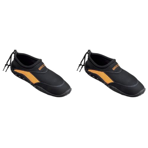 Beco Badeschuhe/Surfschuhe für Damen und Herren schwarz/orange 37 (Packung mit 2) von Beco