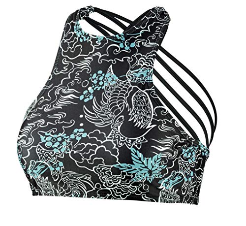 Beco Damen Bikini Damen Sportlicher High Neck Bikini Top, mit Gekreuzten Spaghettiträgern, herausnehmbare Pads, B Cup Bikini, schwarz/bunt, 34, 36170 Beco Damen Bikini Damen Sportlicher High Neck Bikini Top, mit Gekreuzten Spaghettiträgern, herausnehmbare Pads, B Cup Bikini, schwarz/bunt, 34, 36170 von Beco