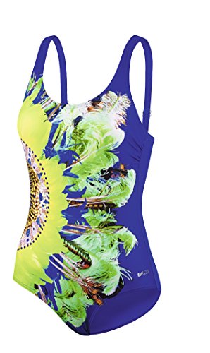 BECO Damen Badeanzug Schwimmanzug, B-Cup Tropical Heat Mehrfarbig, blau, 40 EU von Beco