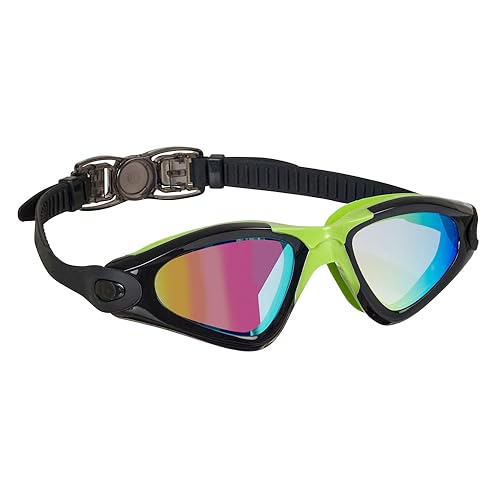 BECO Schwimmbrille CALAIS MIRROR - Schwimmbrille Antibeschlag- und UV-Schutzspiegel Unisex Taucherbrille Erwachsene Sport Taucherbrille in Schwarz-Grün von Beco