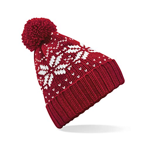 Beechfield B456 Fair Isle Snowstar Baby mütze, rot/weiß, Einheitsgröße von Beechfield