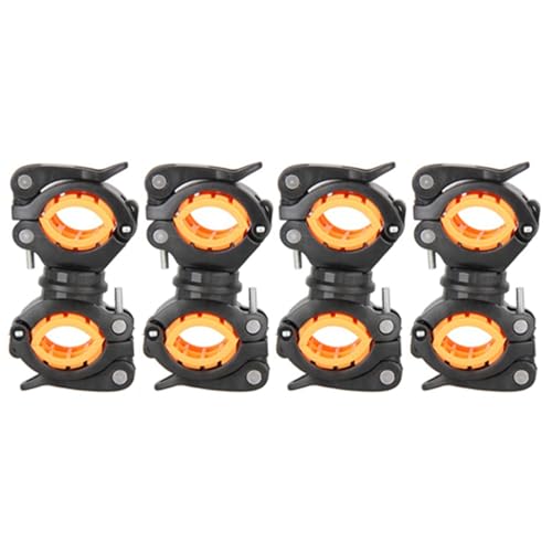Beelooom 4 x 360 Grad drehbare Fahrradlicht-Doppelhalterung, LED-Front-Taschenlampe, Pumpe, Lenkerhalterung, Schwarz + Orange von Beelooom