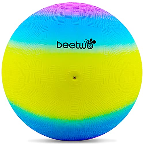 Bouncy Kickball, PVC Kinder Spielball, Mehrfarbig Regenbogen Ball Kinder, Fußball Softball, Kinderball für Drinnen und Draußen (8,5 Zoll) - Blau und Gelb von Beetwo