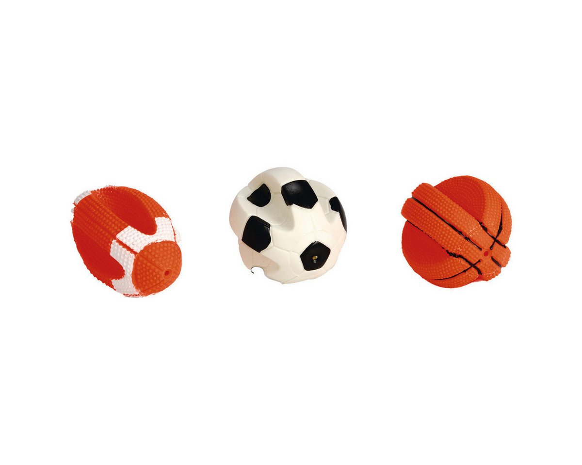 Beeztees Spielknochen Hundespielzeug Sportball aus Vinyl, Größe: S / Fußball: 12 x 11 x 11 cm / Basketball: 11 x 9 x 9 cm / Rugby: 16 x 8 x 8 cm von Beeztees