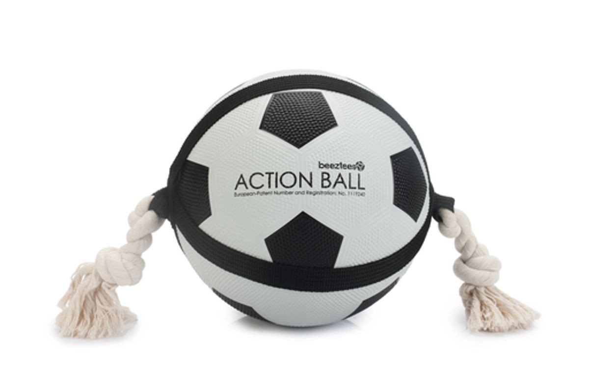 Beeztees Tierball Action Fußball mit Tau - Hundespielzeug - 22 cm von Beeztees