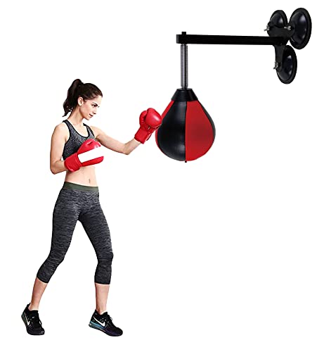 Saugnapf Boxball Geschwindigkeit Boxsäcke Wandhalterung Relief Stressball für Männer Frauen Home Office Fitnessstudio Garage Verwendung (Schwarz + Rot) von Begonial