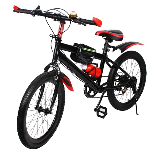Begoniape 20 Zoll Mountainbike mit 7 Gang Schaltung, Rot Verstellbares MTB Fahrrad, Geschwindigkeits Positionierungskette Fahrräder, Fahrrad für Jungen, Mädchen und Kinder von Begoniape