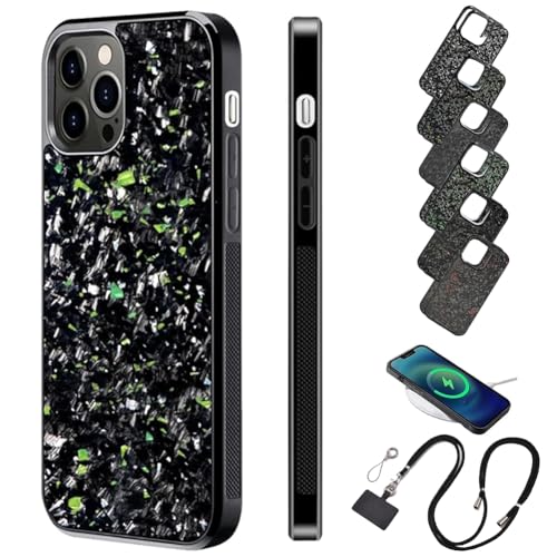 Forged Carbon Fiber Phone Case, Stealth Carbon Fiber Phone Case for iPhone 15 14 13 12 Pro Max, Carbon Fiber Phone Case Support Wireless Charging (Green,13) von Behound