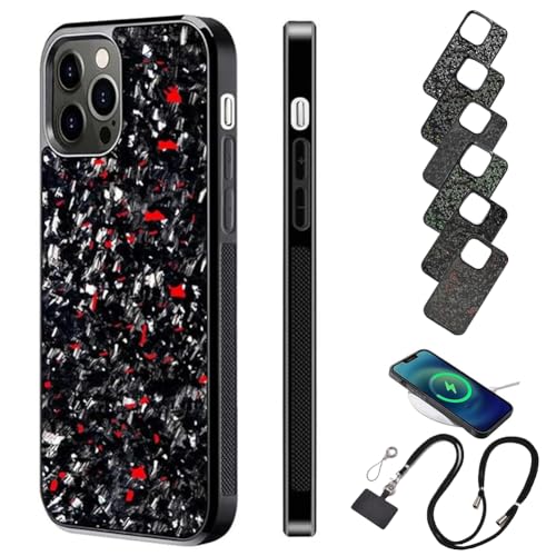 Forged Carbon Fiber Phone Case, Stealth Carbon Fiber Phone Case for iPhone 15 14 13 12 Pro Max, Carbon Fiber Phone Case Support Wireless Charging (Red,13) von Behound