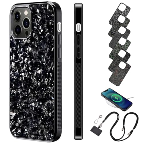 Forged Carbon Fiber Phone Case, Stealth Carbon Fiber Phone Case for iPhone 15 14 13 12 Pro Max, Carbon Fiber Phone Case Support Wireless Charging (Silver,12 promax) von Behound